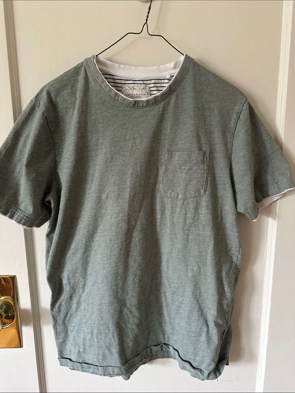 Denim & Flower Heather Sage Short-Sleeve Pocket Tee